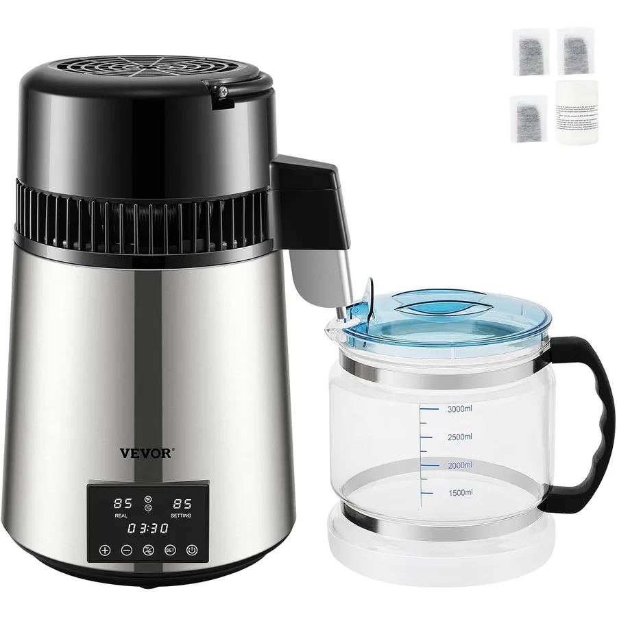 Destilador de agua VEVOR con jarra de vidrio